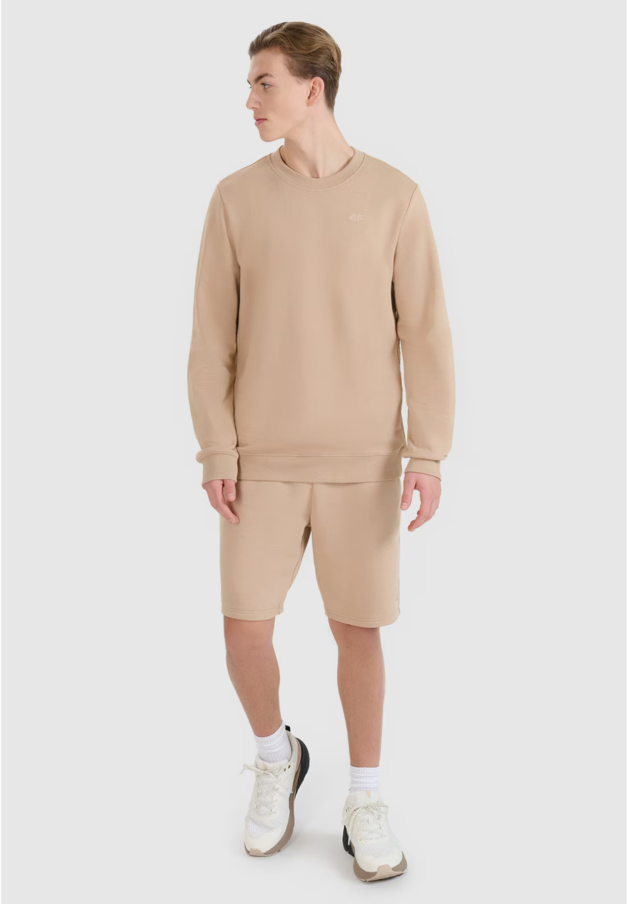 Bluza Dresowa Męska 4F Bez Kaptura Beżowa 4FWSS25TSWSM1622