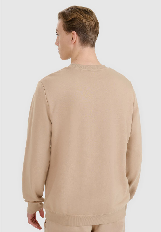 Bluza Dresowa Męska 4F Bez Kaptura Beżowa 4FWSS25TSWSM1622