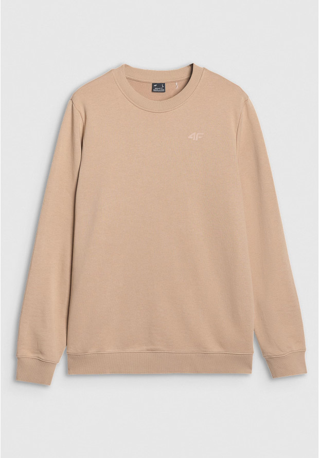 Bluza Dresowa Męska 4F Bez Kaptura Beżowa 4FWSS25TSWSM1622