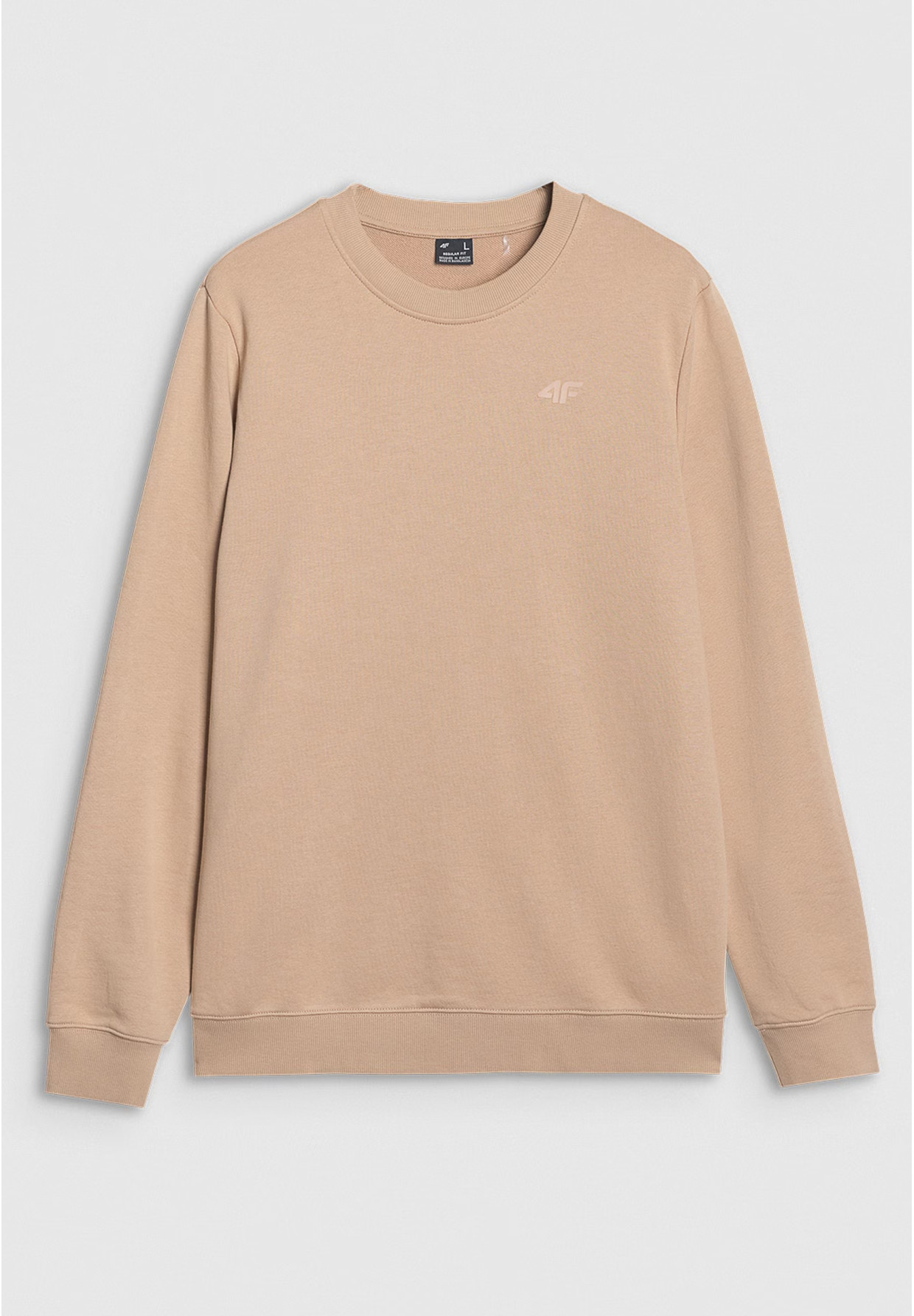 Bluza Dresowa Męska 4F Bez Kaptura Beżowa 4FWSS25TSWSM1622