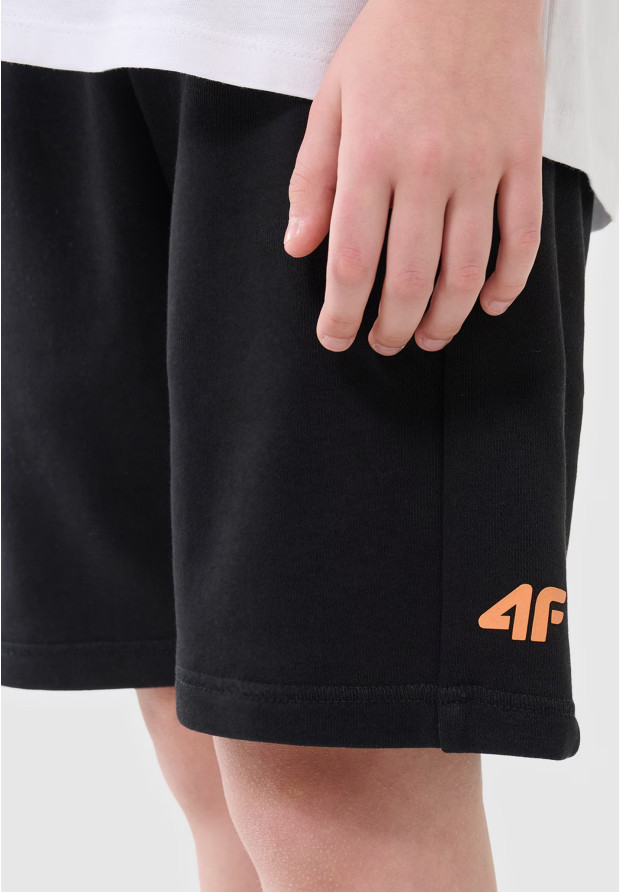 Spodenki Chłopięce 4F Szorty Dresowe Czarne 4FJWSS25TSHOM600