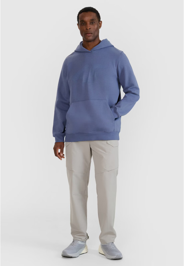 Bluza Dresowa Męska 4F Z Kapturem Logo Niebieska 4FWMM00TSWSM1766