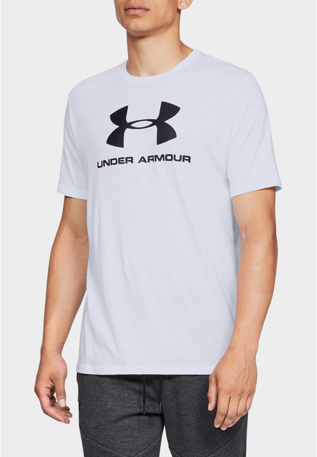 Biała koszulka sportowa Under Armour z dużym logo