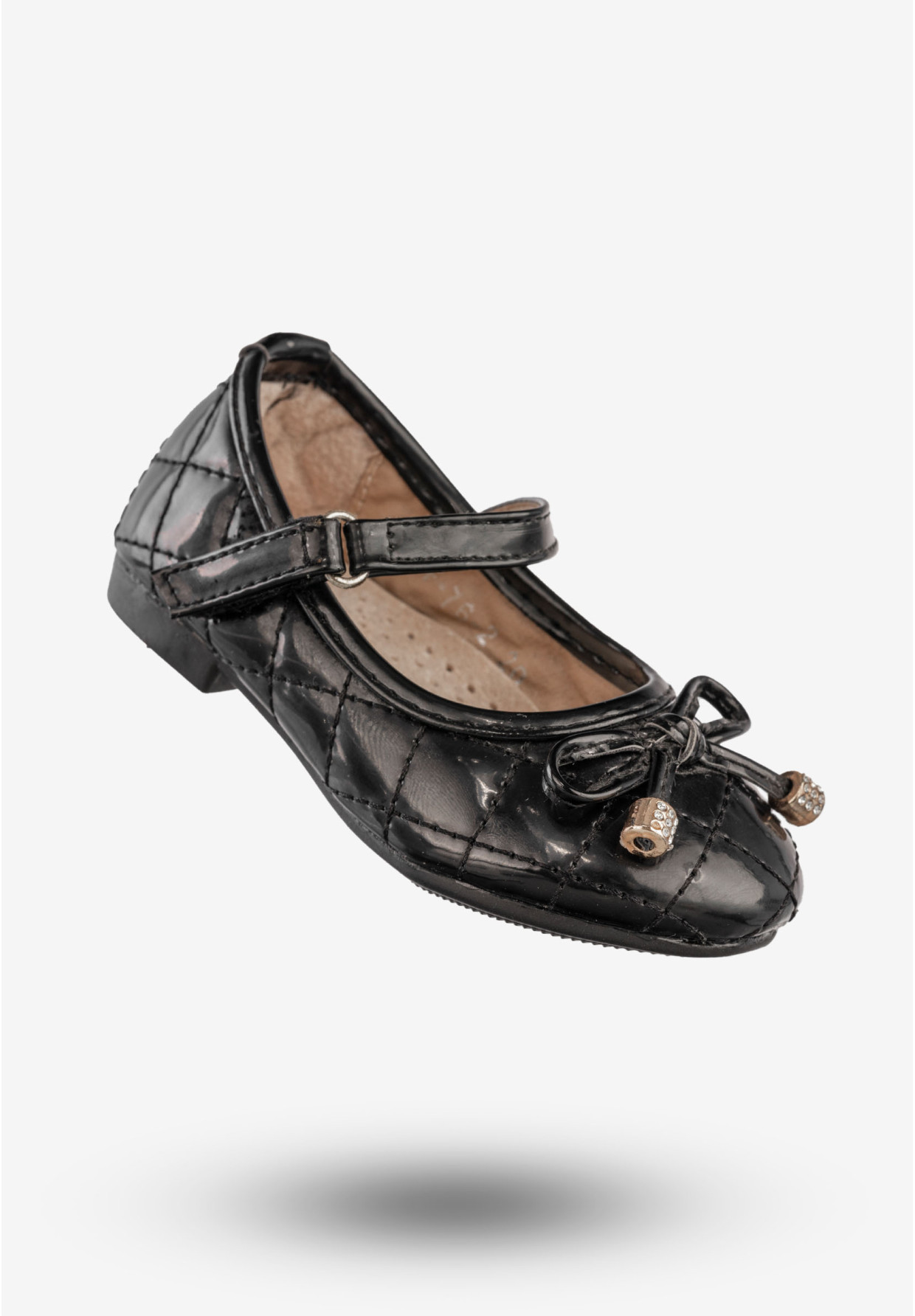 Baleriny Dziecięce Ekoskóra Eleganckie Buty Na Rzep Czarne JiLi F-76-2