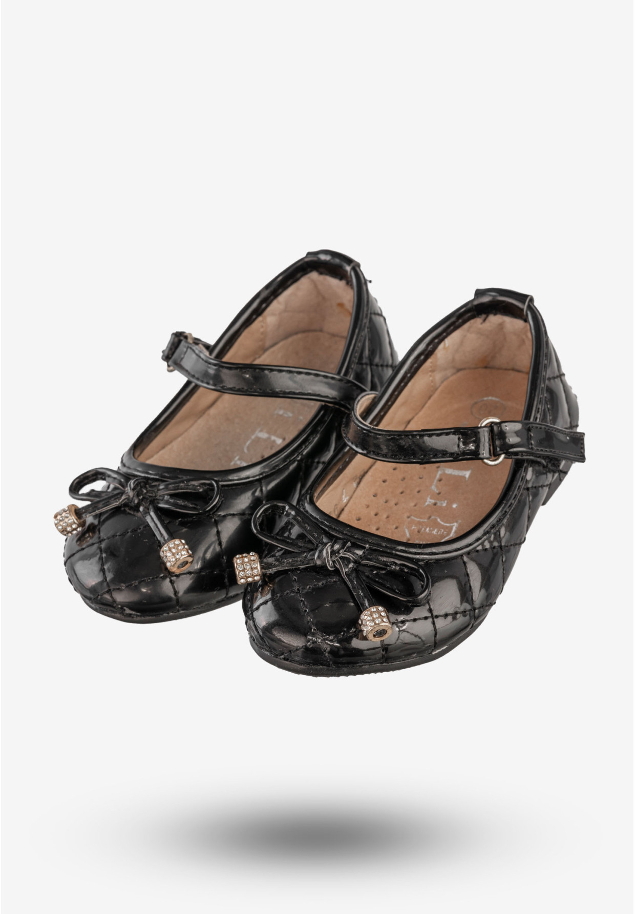 Baleriny Dziecięce Ekoskóra Eleganckie Buty Na Rzep Czarne JiLi F-76-2