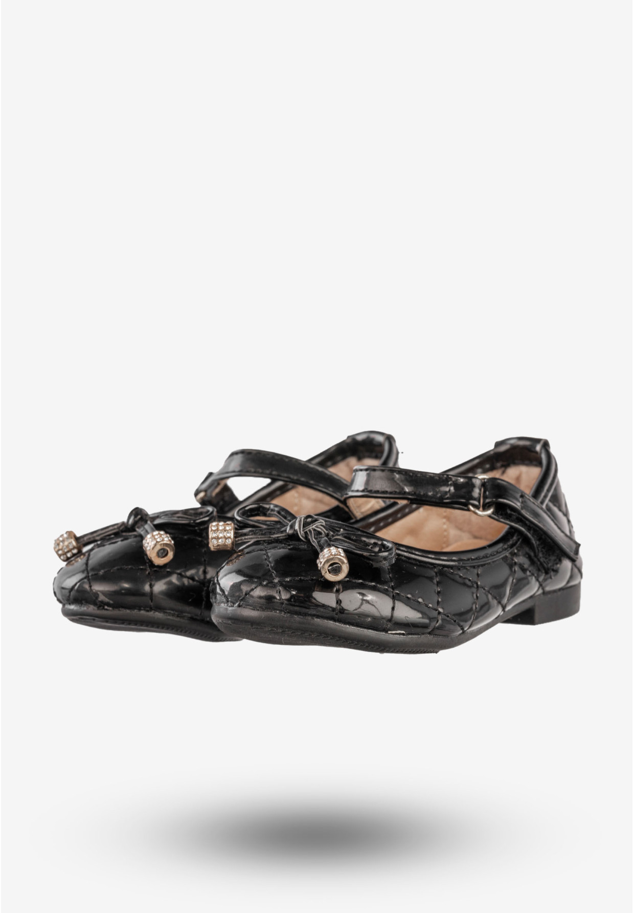 Baleriny Dziecięce Ekoskóra Eleganckie Buty Na Rzep Czarne JiLi F-76-2