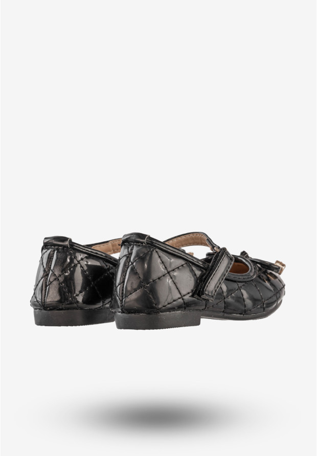 Baleriny Dziecięce Ekoskóra Eleganckie Buty Na Rzep Czarne JiLi F-76-2