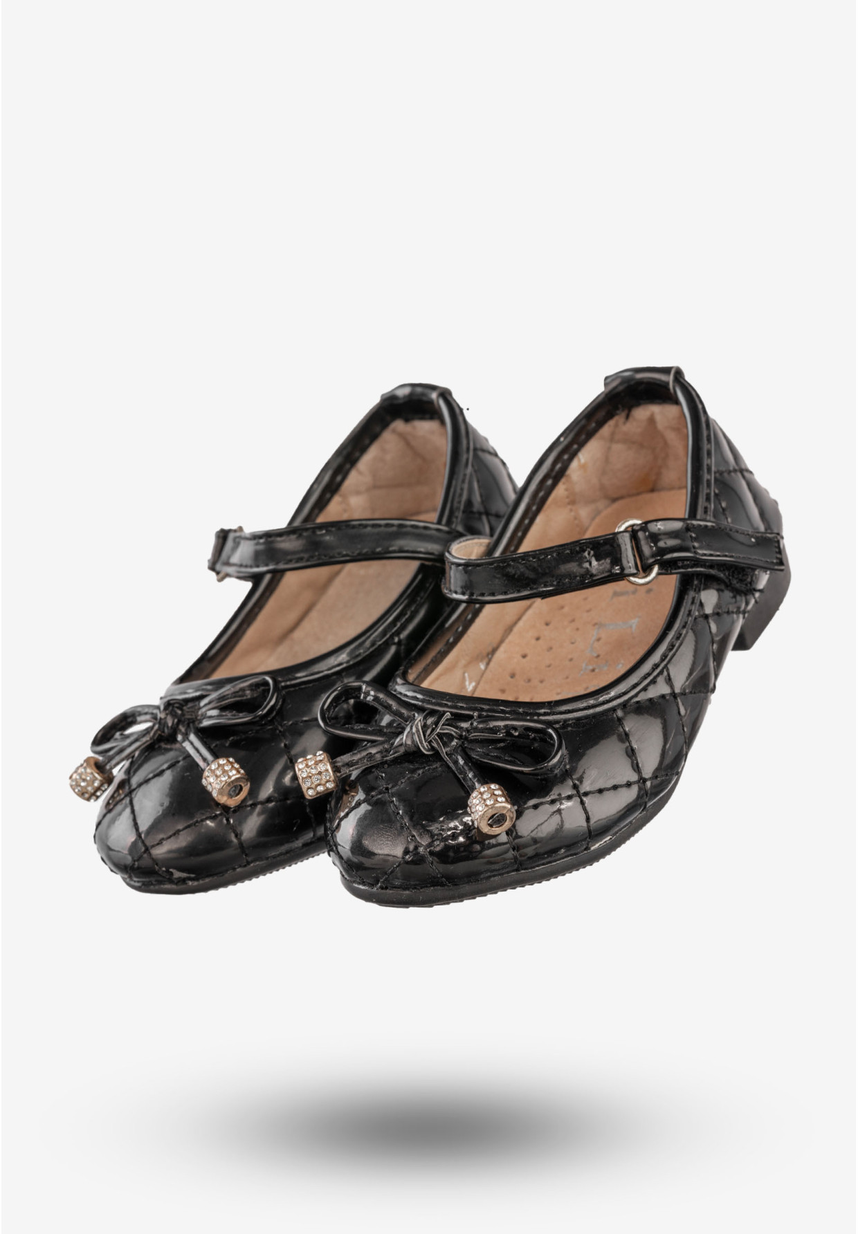 Baleriny Dziecięce Ekoskóra Eleganckie Buty Na Rzep Czarne JiLi F-76-2