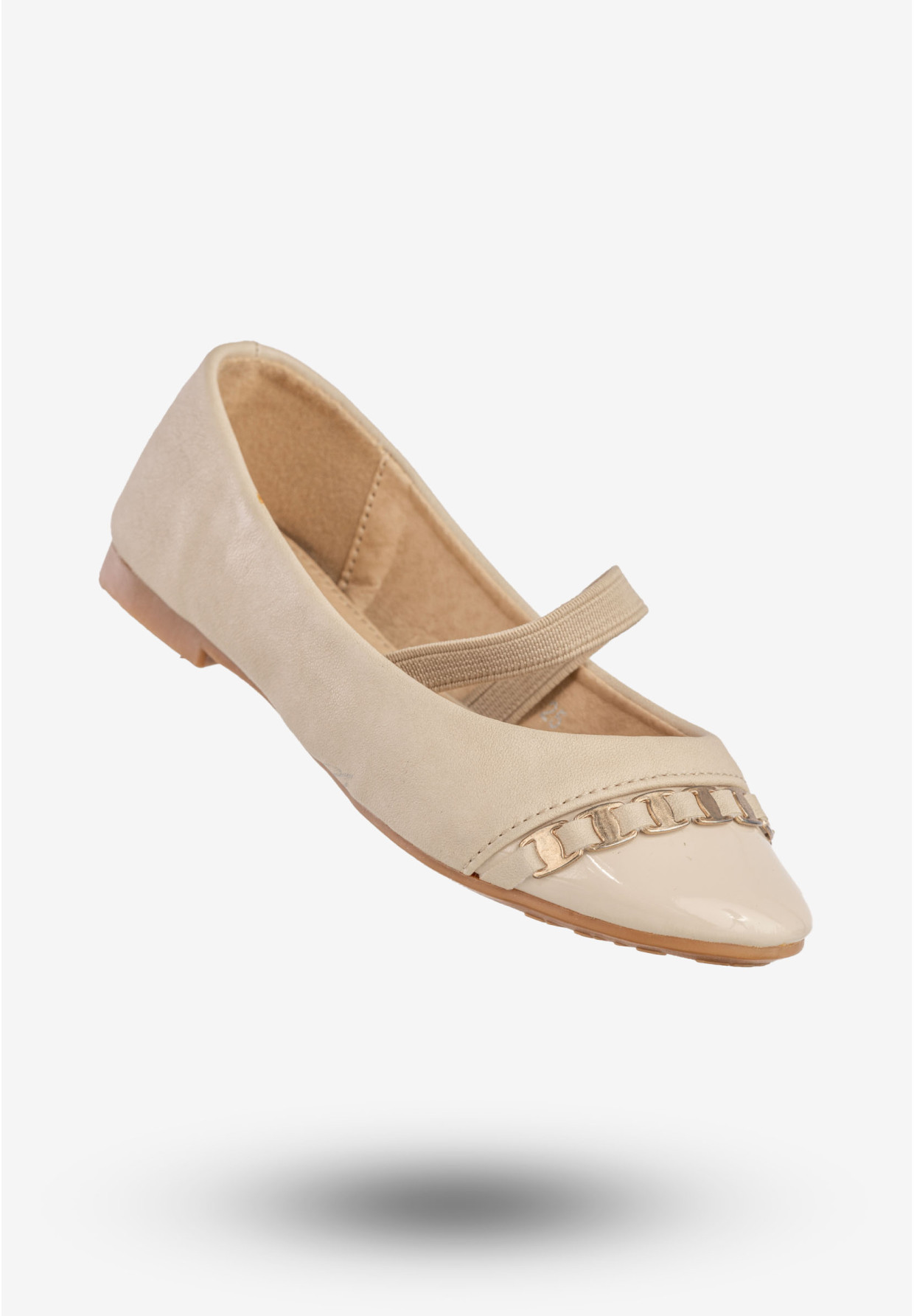 Baleriny Dziecięce Ekoskóra Buty Eleganckie Półbuty Beżowe Qinba BL-10