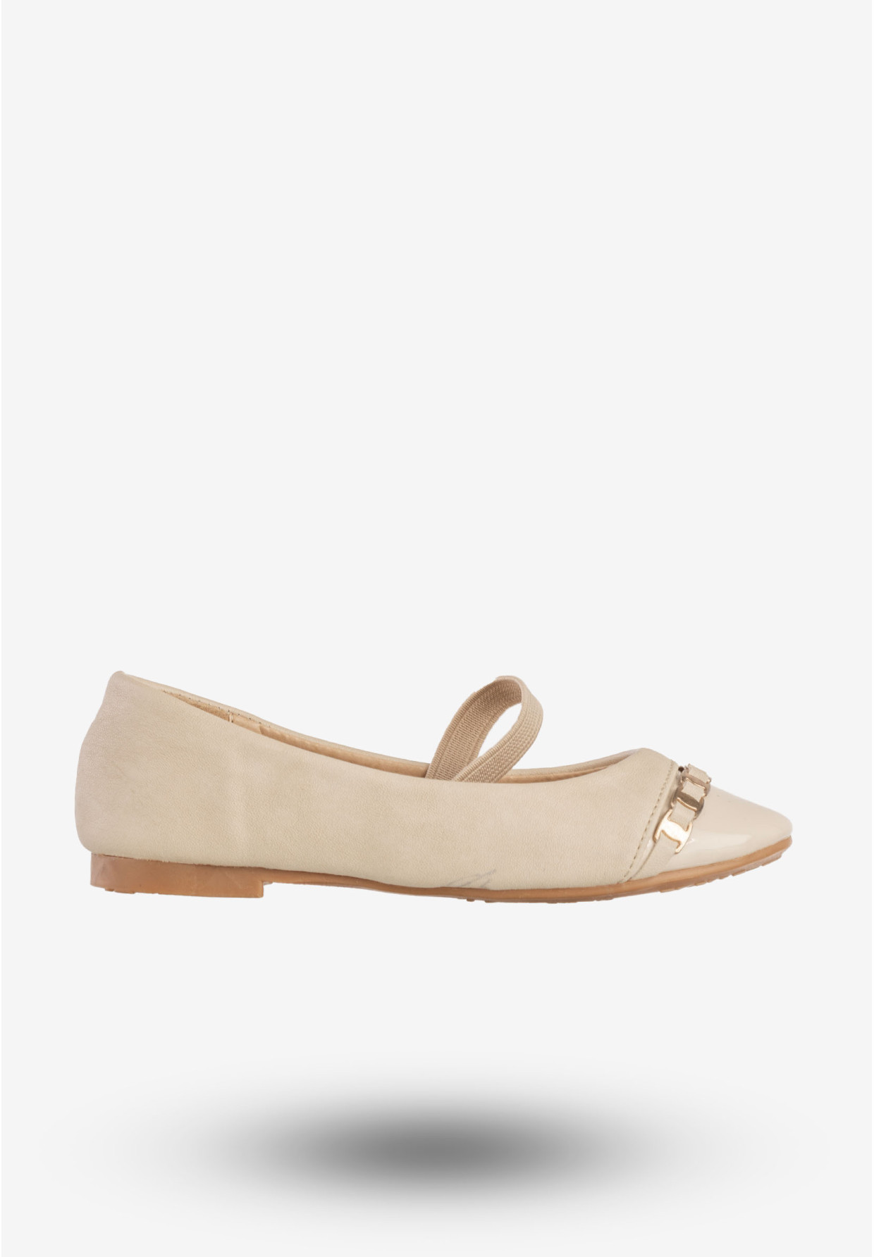 Baleriny Dziecięce Ekoskóra Buty Eleganckie Półbuty Beżowe Qinba BL-10