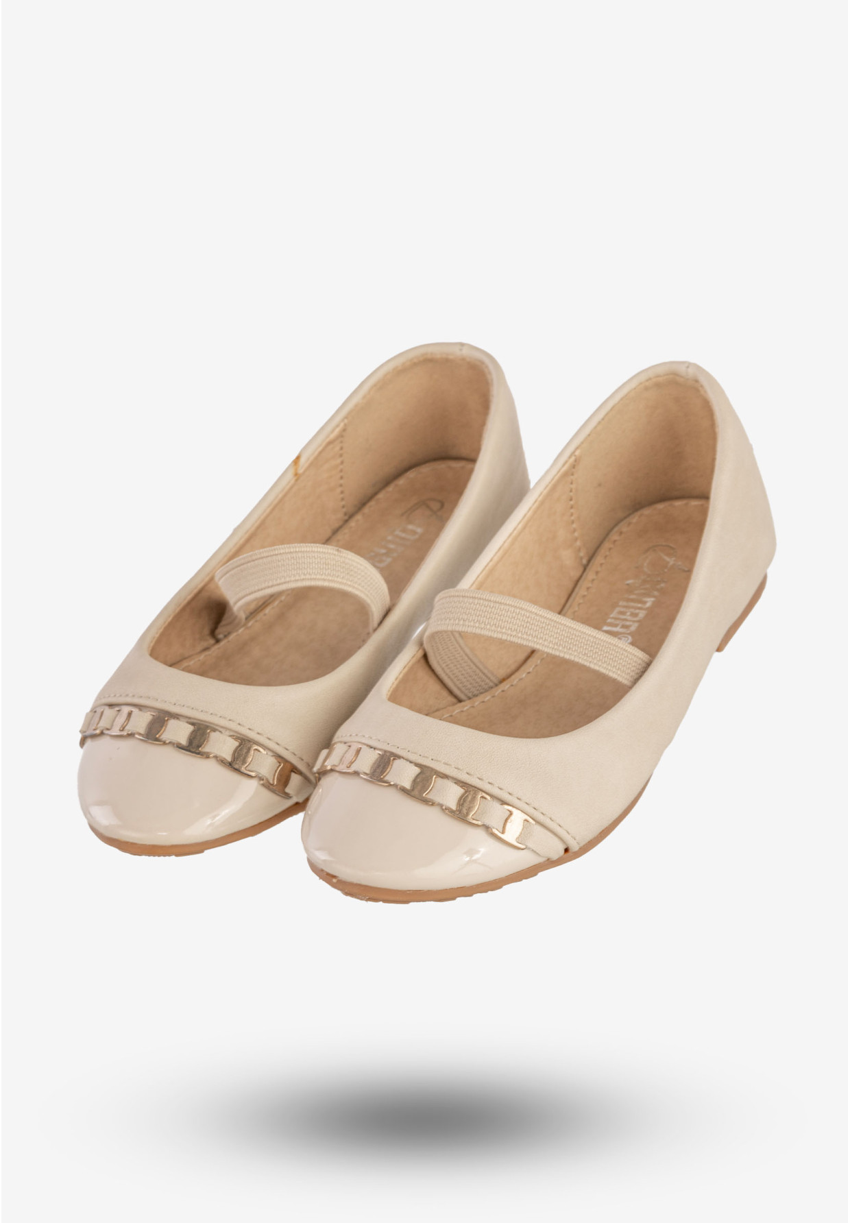 Baleriny Dziecięce Ekoskóra Buty Eleganckie Półbuty Beżowe Qinba BL-10