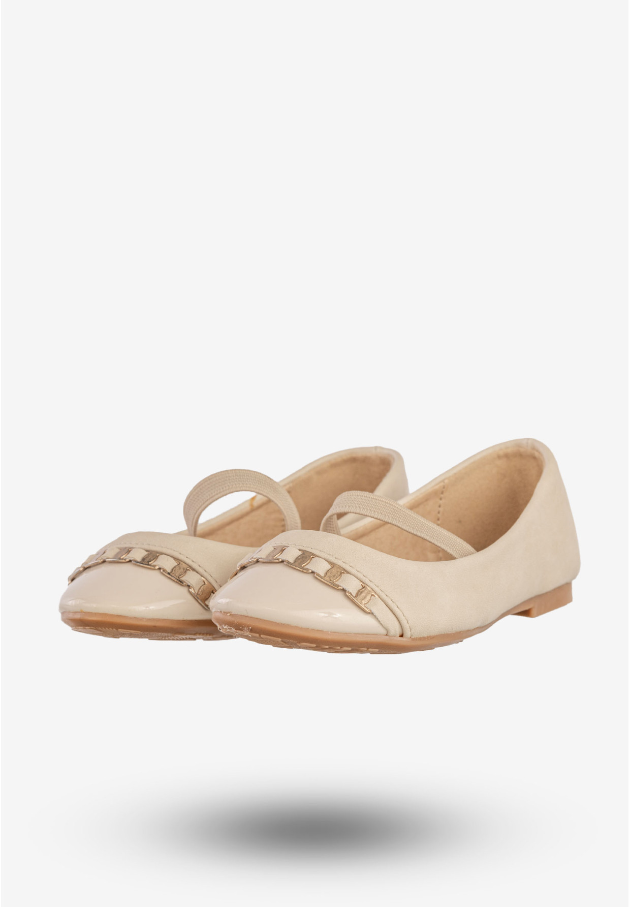 Baleriny Dziecięce Ekoskóra Buty Eleganckie Półbuty Beżowe Qinba BL-10