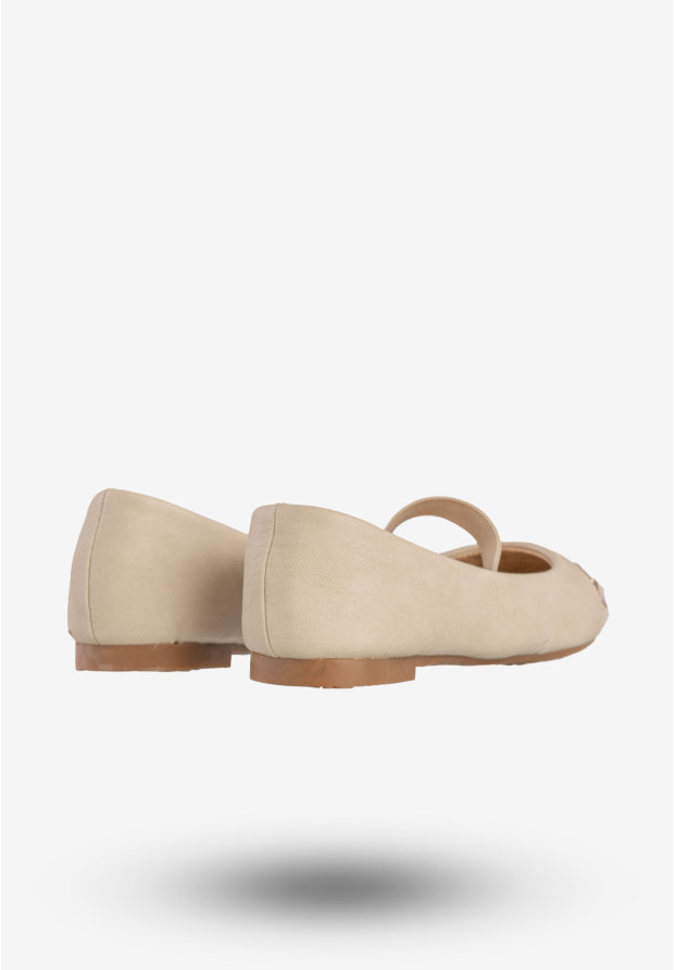 Baleriny Dziecięce Ekoskóra Buty Eleganckie Półbuty Beżowe Qinba BL-10