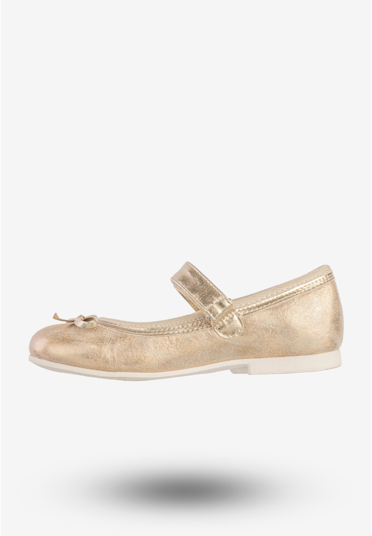 Baleriny Dziecięce Na Rzepy Buty Eleganckie Z Kokardką Złote American Club GC03/20