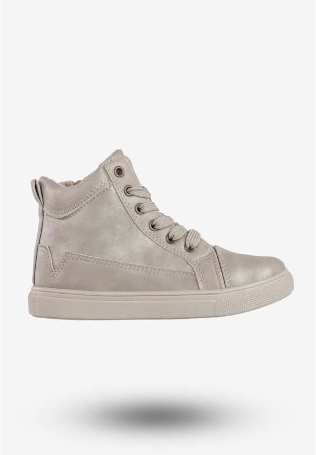 Sneakersy Dziecięce Ekoskóra Wysokie na Zamek Buty Srebrne New tlck TL73C-2