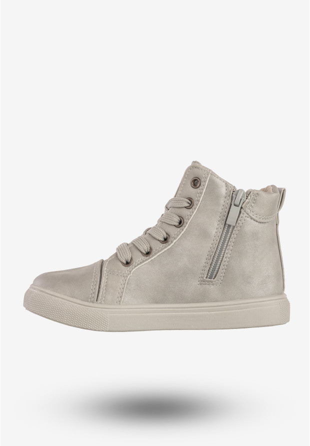 Sneakersy Dziecięce Ekoskóra Wysokie na Zamek Buty Srebrne New tlck TL73C-2