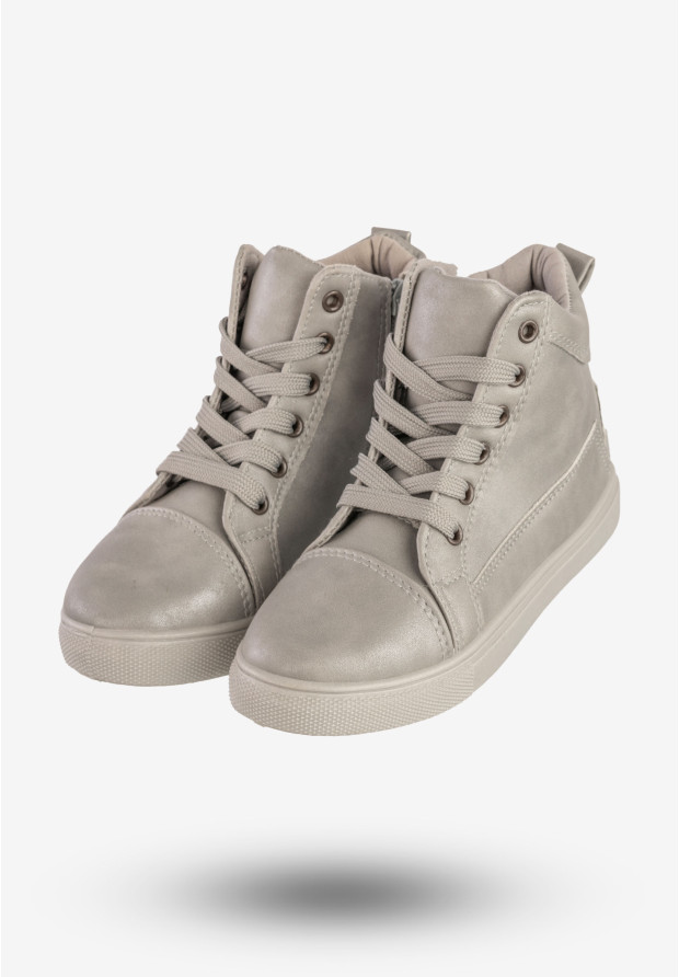 Sneakersy Dziecięce Ekoskóra Wysokie na Zamek Buty Srebrne New tlck TL73C-2