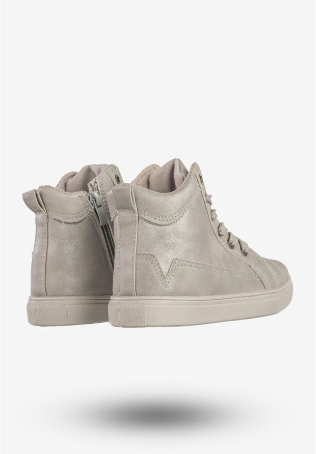 Sneakersy Dziecięce Ekoskóra Wysokie na Zamek Buty Srebrne New tlck TL73C-2
