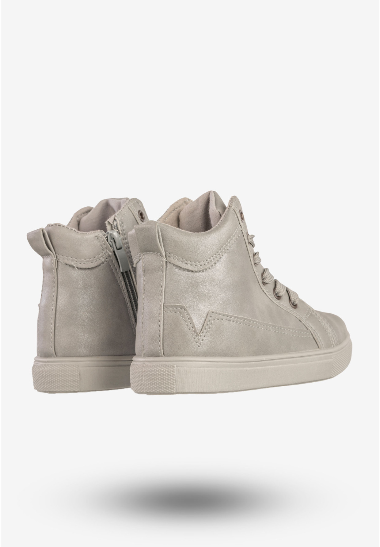 Sneakersy Dziecięce Ekoskóra Wysokie na Zamek Buty Srebrne New tlck TL73C-2