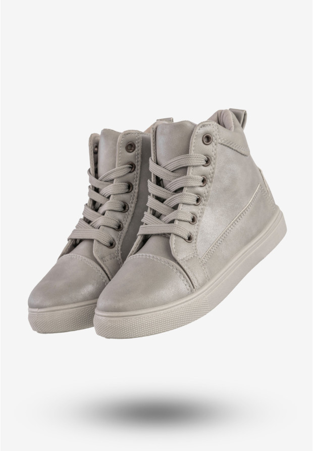 Sneakersy Dziecięce Ekoskóra Wysokie na Zamek Buty Srebrne New tlck TL73C-2
