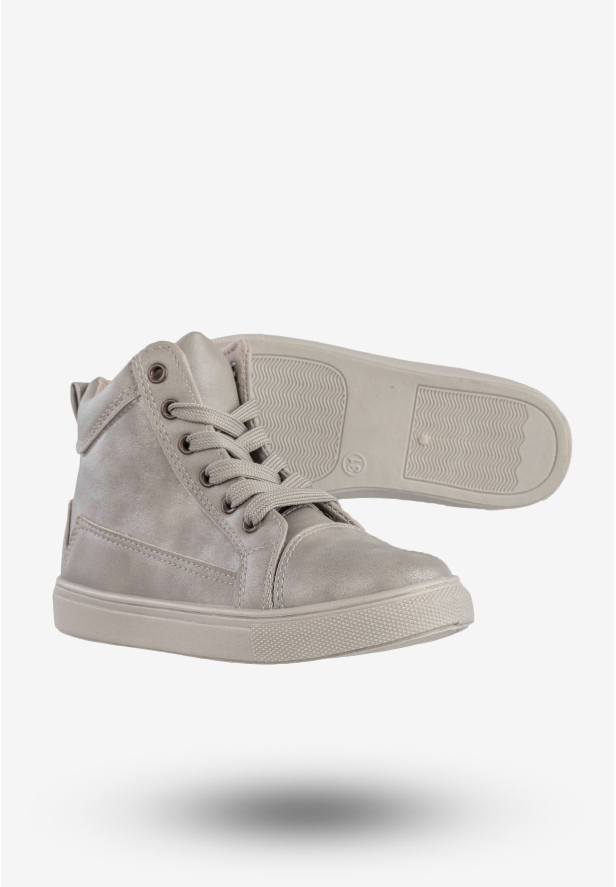 Sneakersy Dziecięce Ekoskóra Wysokie na Zamek Buty Srebrne New tlck TL73C-2