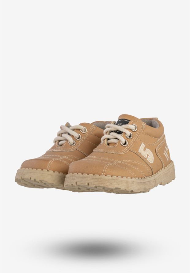 Półbuty Dziecięce Ekoskóra Buty Sznurowane Camel Haker FQ104-1