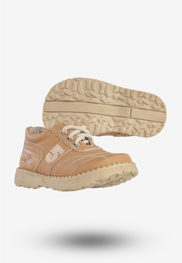 Półbuty Dziecięce Ekoskóra Buty Sznurowane Camel Haker FQ104-1