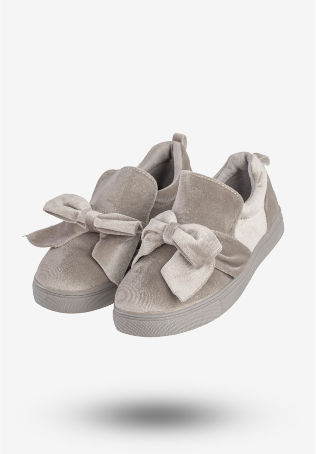 Tenisówki Dziecięce Wsuwane Buty Slip-On Z Kokardą Półbuty Szare LT1806C-2