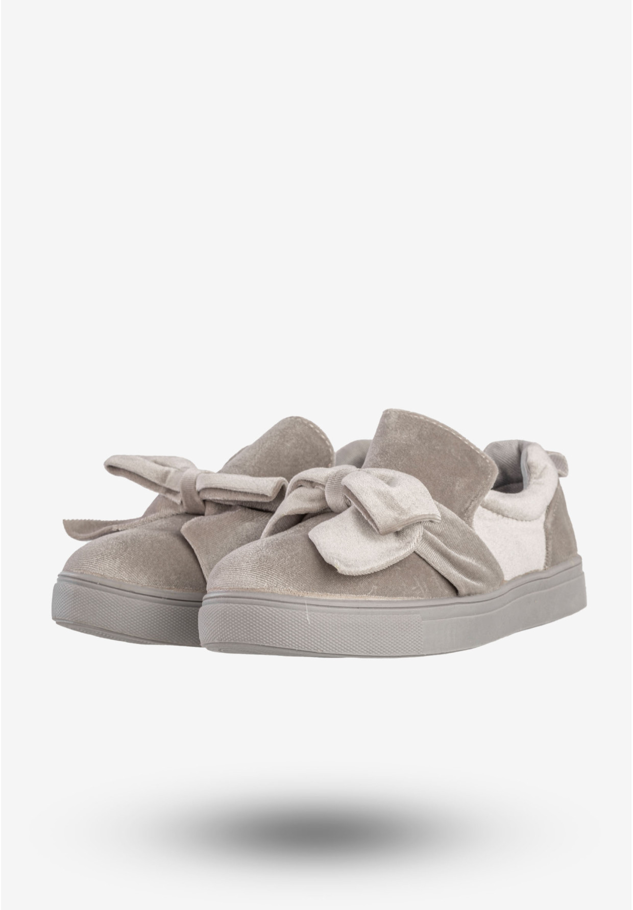 Tenisówki Dziecięce Wsuwane Buty Slip-On Z Kokardą Półbuty Szare LT1806C-2