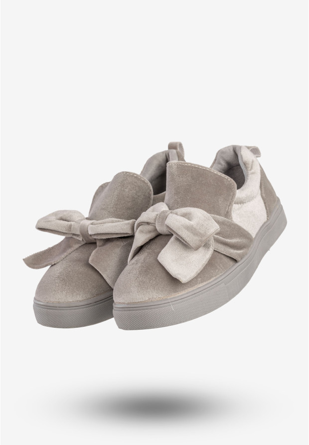 Tenisówki Dziecięce Wsuwane Buty Slip-On Z Kokardą Półbuty Szare LT1806C-2