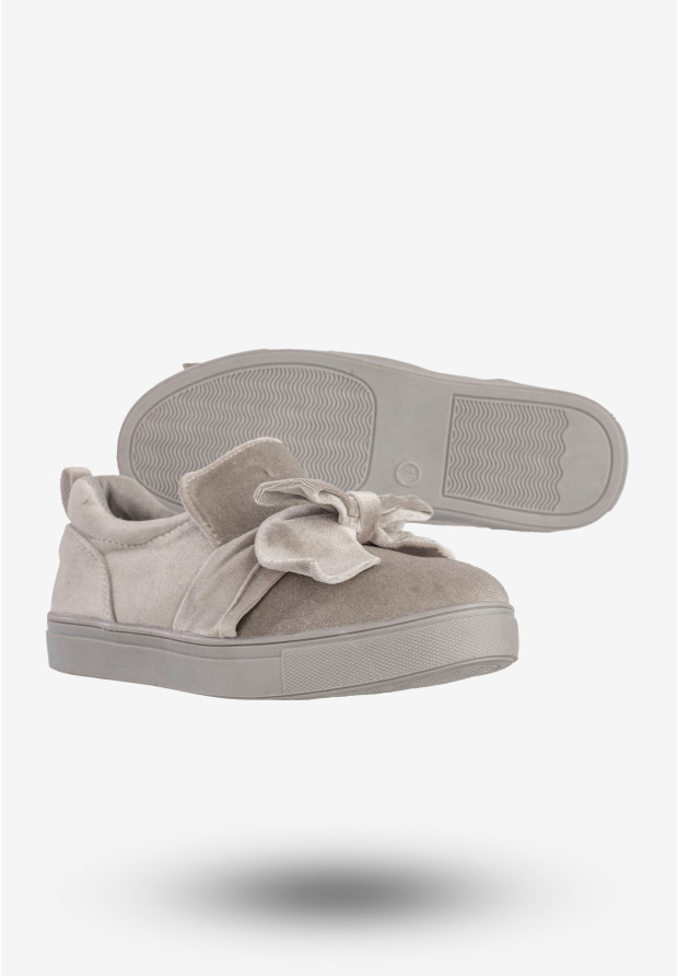 Tenisówki Dziecięce Wsuwane Buty Slip-On Z Kokardą Półbuty Szare LT1806C-2