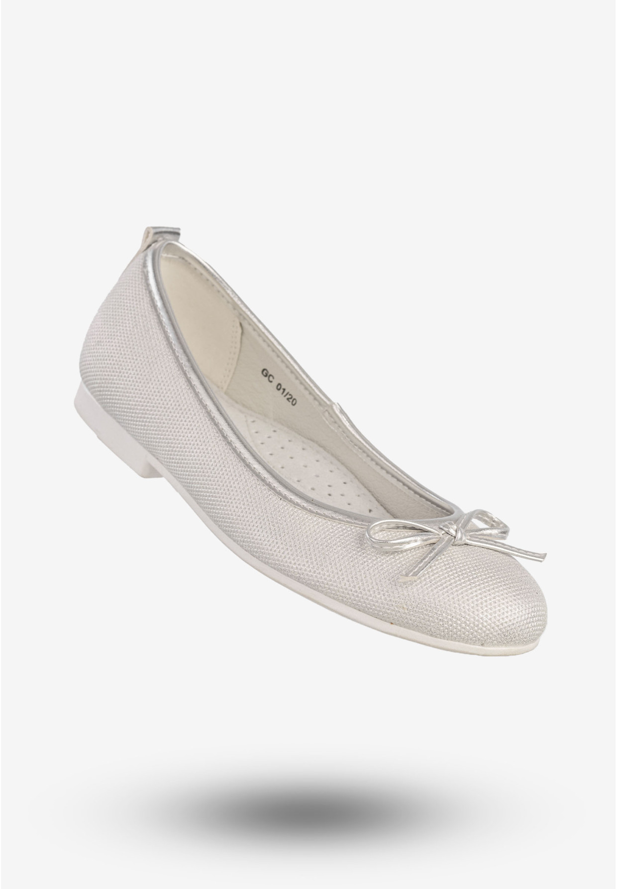 Baleriny Dziecięce Ekoskóra Wsuwane Buty Eleganckie Srebrne American Club GC01/20