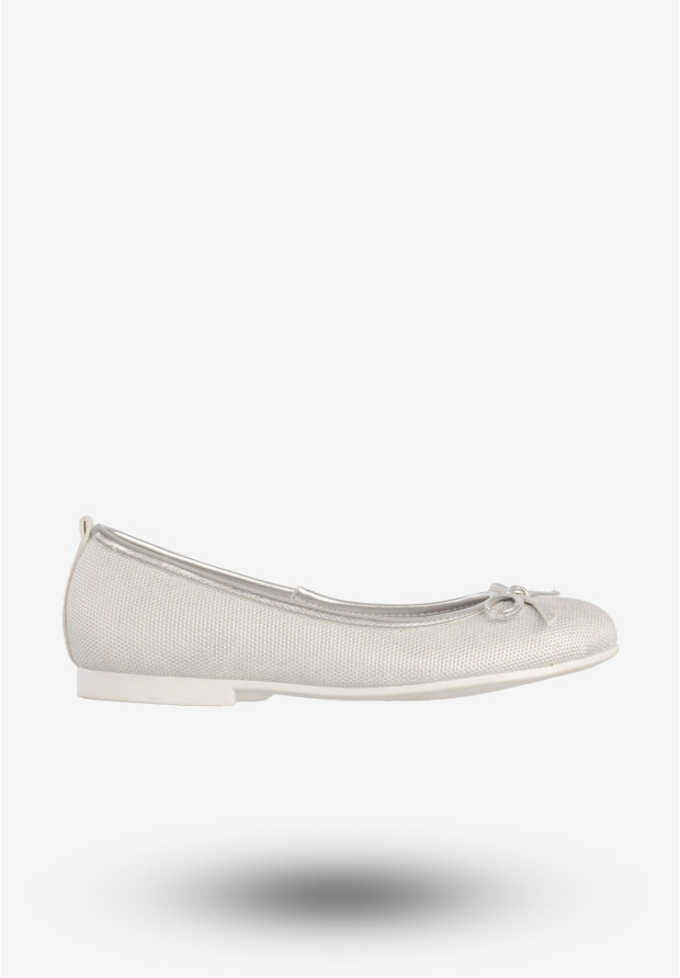 Baleriny Dziecięce Ekoskóra Wsuwane Buty Eleganckie Srebrne American Club GC01/20