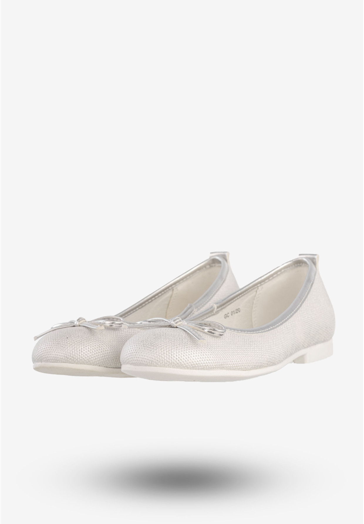 Baleriny Dziecięce Ekoskóra Wsuwane Buty Eleganckie Srebrne American Club GC01/20