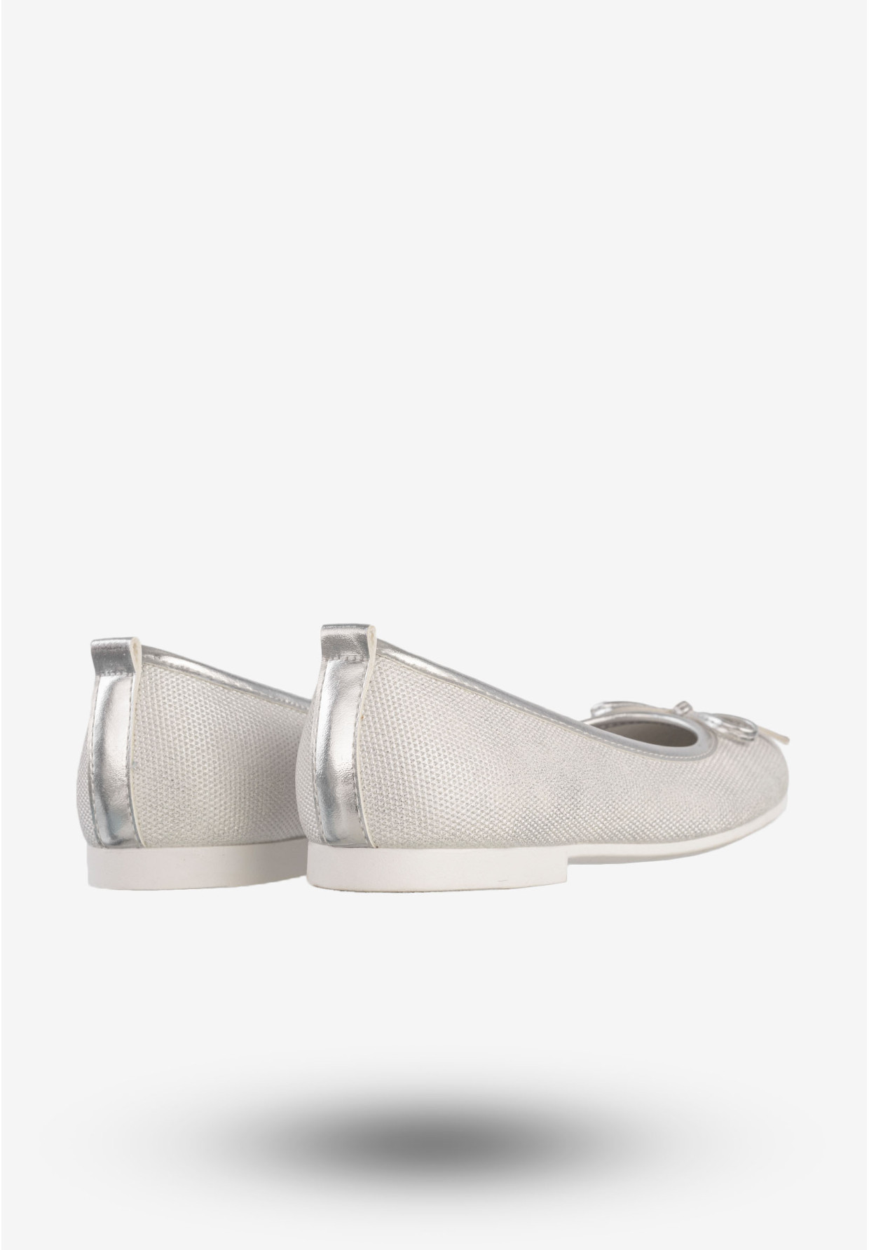 Baleriny Dziecięce Ekoskóra Wsuwane Buty Eleganckie Srebrne American Club GC01/20