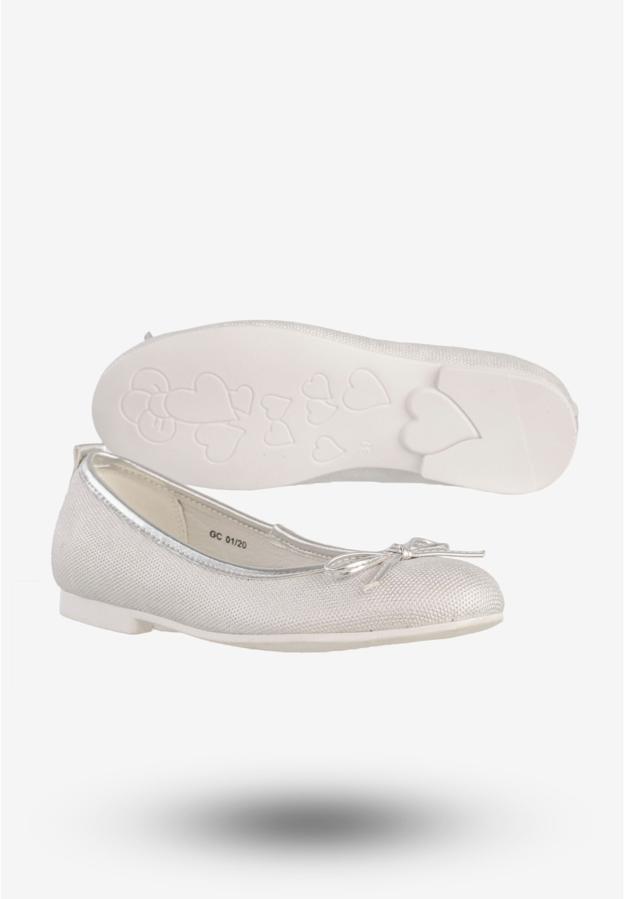 Baleriny Dziecięce Ekoskóra Wsuwane Buty Eleganckie Srebrne American Club GC01/20