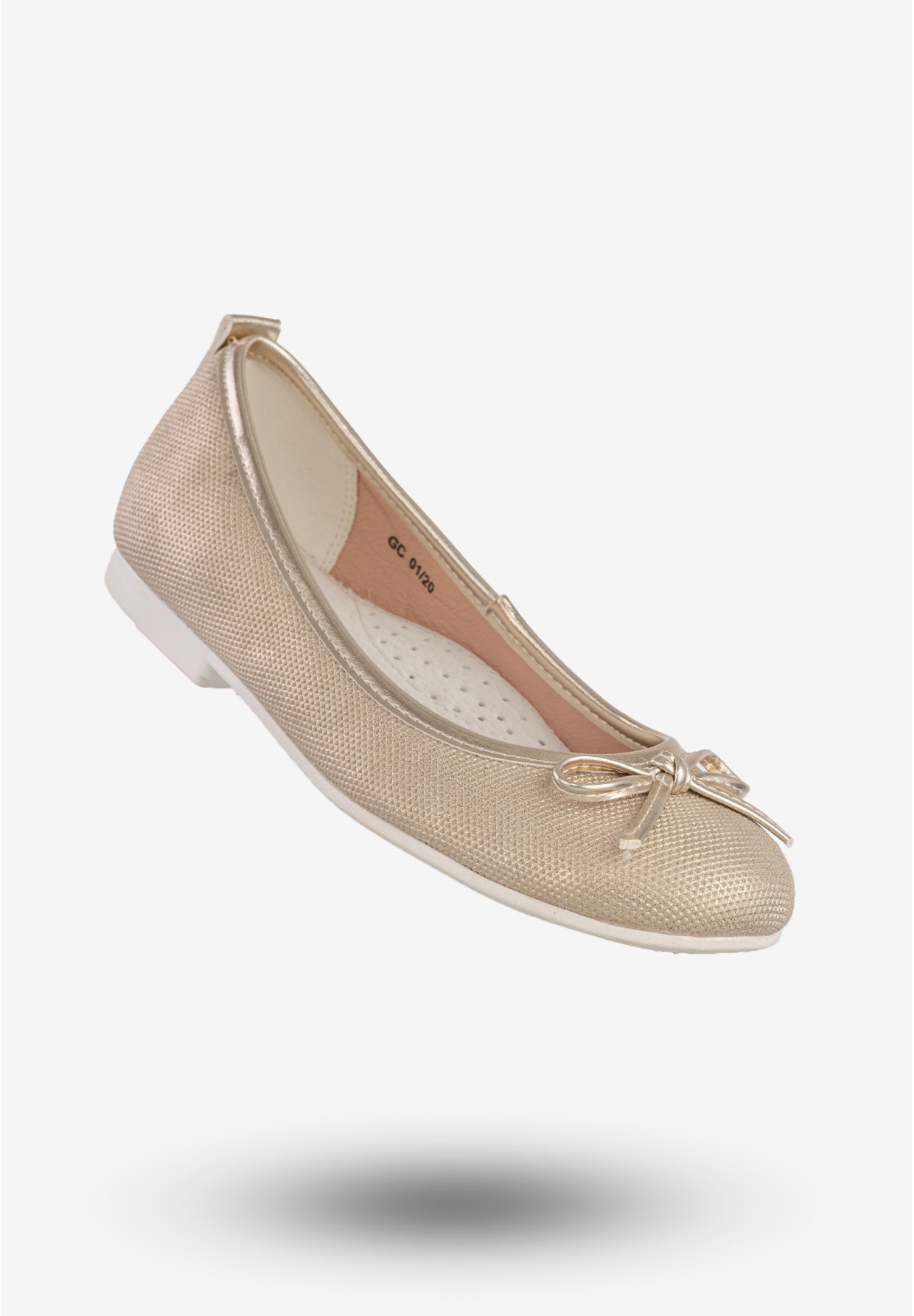 Baleriny Dziecięce Ekoskóra Wsuwane Buty Eleganckie Złote American Club GC01/20