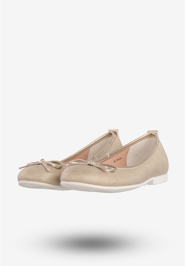 Baleriny Dziecięce Ekoskóra Wsuwane Buty Eleganckie Złote American Club GC01/20