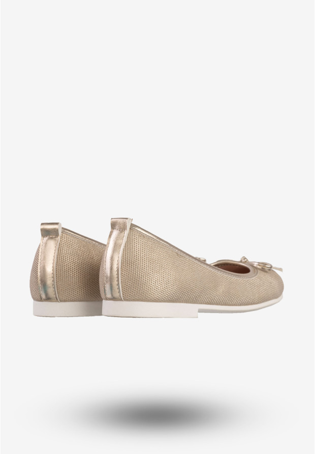 Baleriny Dziecięce Ekoskóra Wsuwane Buty Eleganckie Złote American Club GC01/20