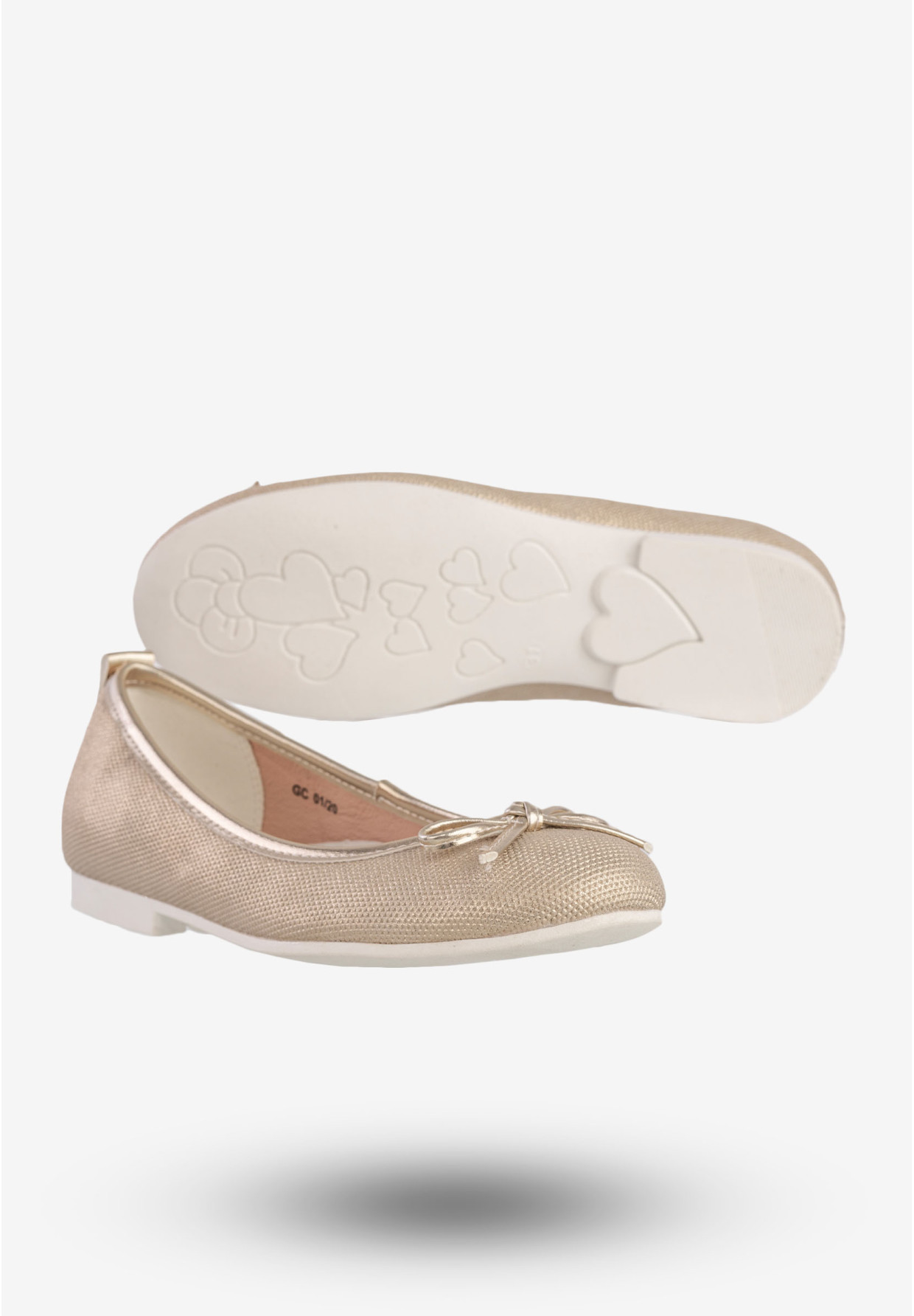 Baleriny Dziecięce Ekoskóra Wsuwane Buty Eleganckie Złote American Club GC01/20