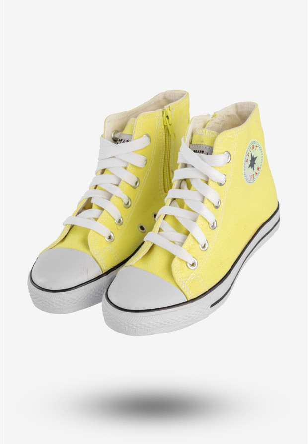 Trampki Dziecięce Wysokie Na Zamek Buty Sportowe Żółte HVR DTS58TE-17