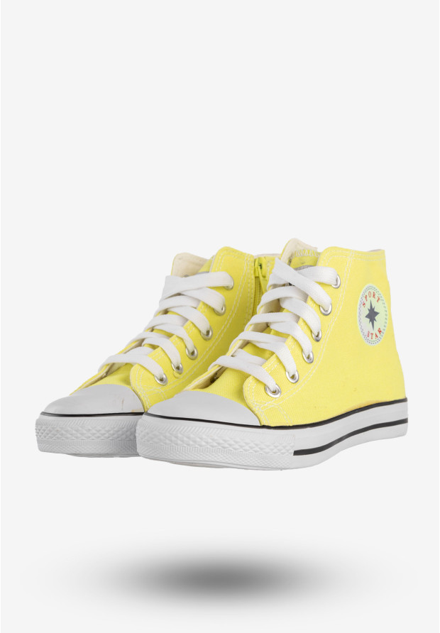 Trampki Dziecięce Wysokie Na Zamek Buty Sportowe Żółte HVR DTS58TE-17