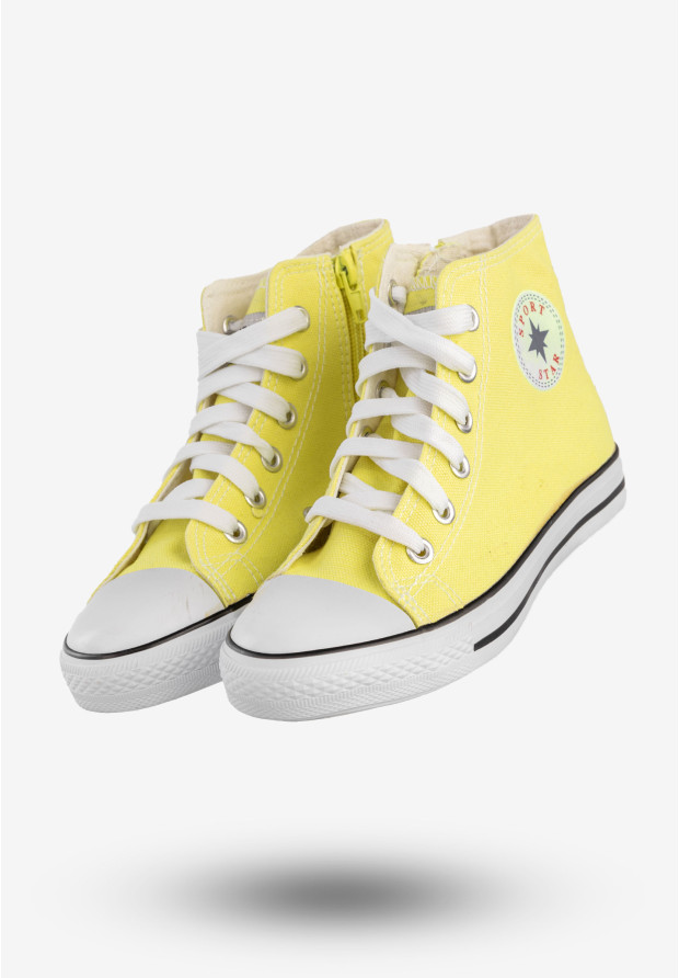 Trampki Dziecięce Wysokie Na Zamek Buty Sportowe Żółte HVR DTS58TE-17