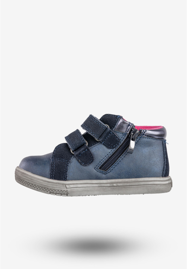 Botki Dziewczęce Na Rzepy Buty Ocieplane Granatowe American Club 126-105A15A