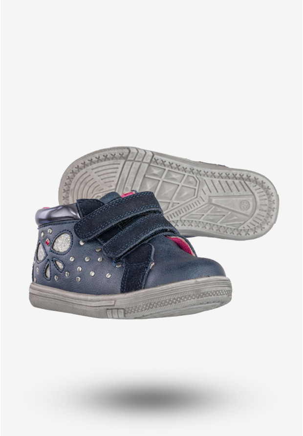 Botki Dziewczęce Na Rzepy Buty Ocieplane Granatowe American Club 126-105A15A
