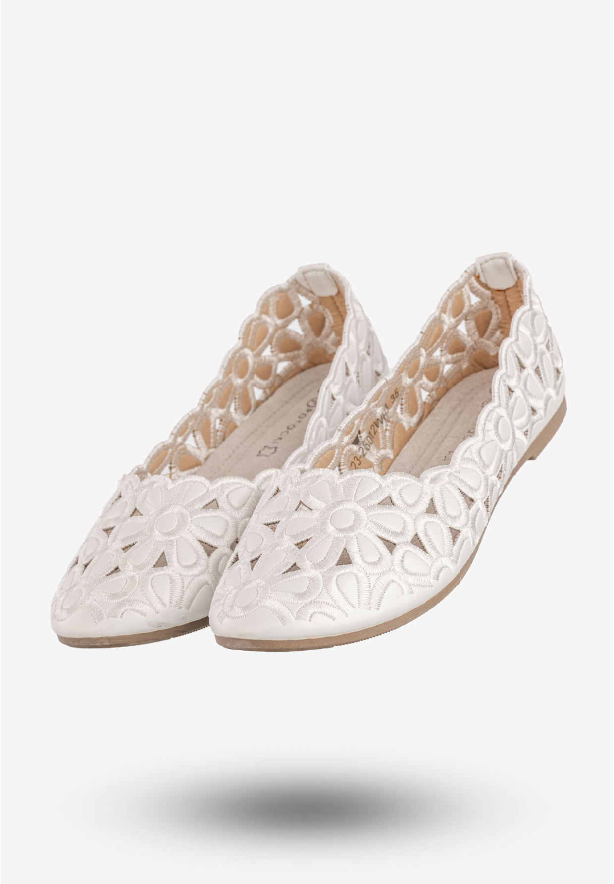 Baleriny Dziewczęce Ekoskóra Buty Wsuwane Eleganckie Białe Potocki 23-23012WH3