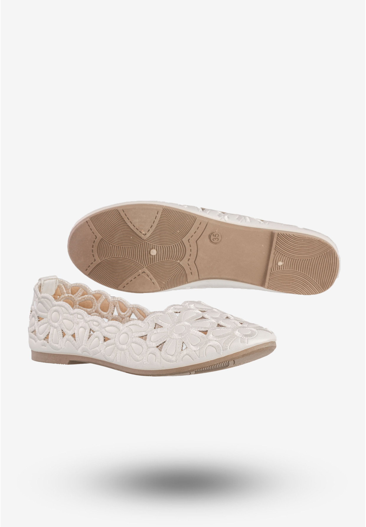 Baleriny Dziewczęce Ekoskóra Buty Wsuwane Eleganckie Białe Potocki 23-23012WH3