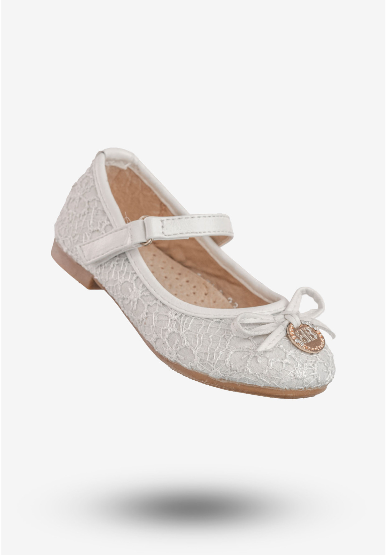 Baleriny Dziecięce Buty Ekoskóra Na Rzepy Eleganckie Białe Jili F-71-2