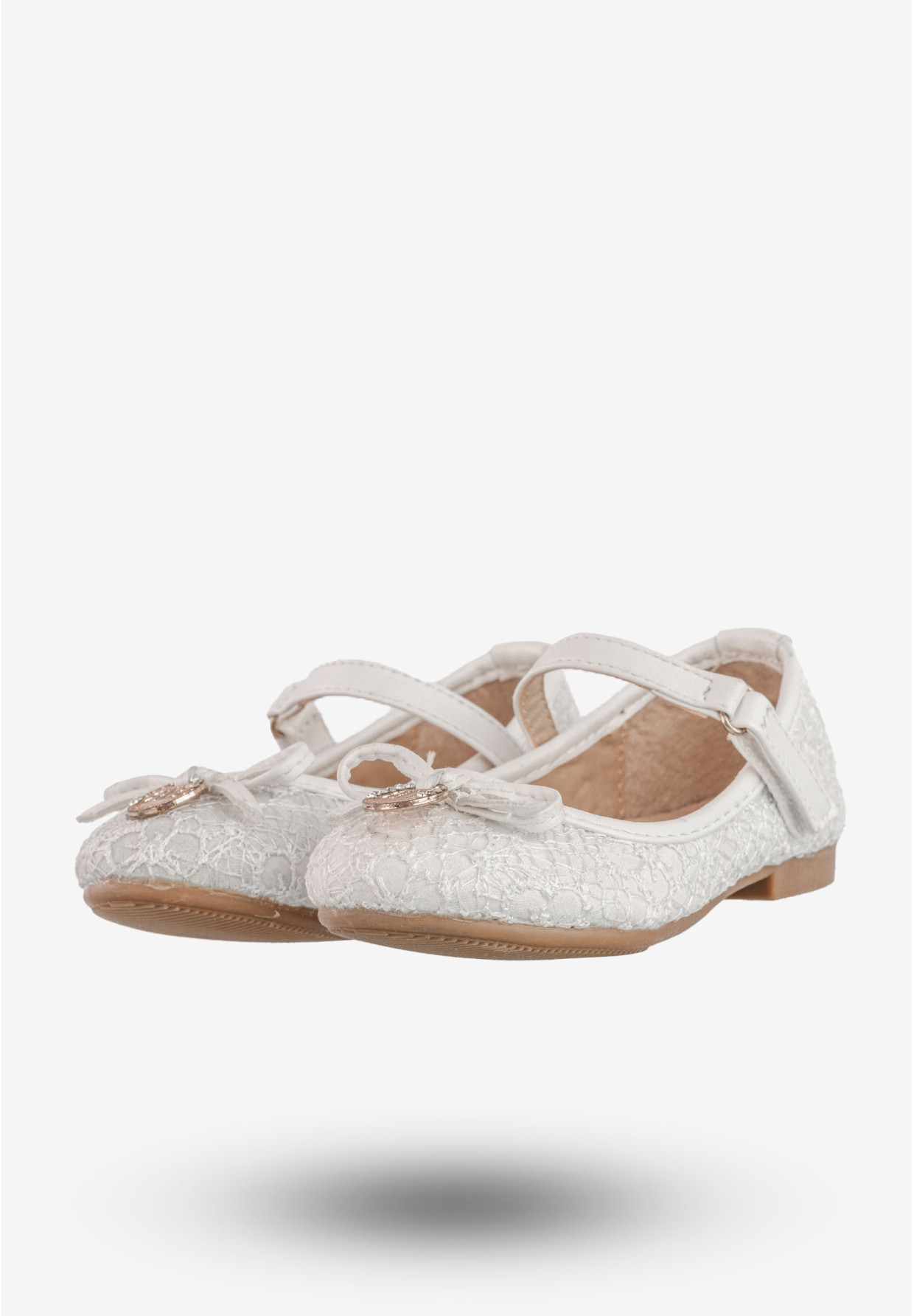 Baleriny Dziecięce Buty Ekoskóra Na Rzepy Eleganckie Białe Jili F-71-2
