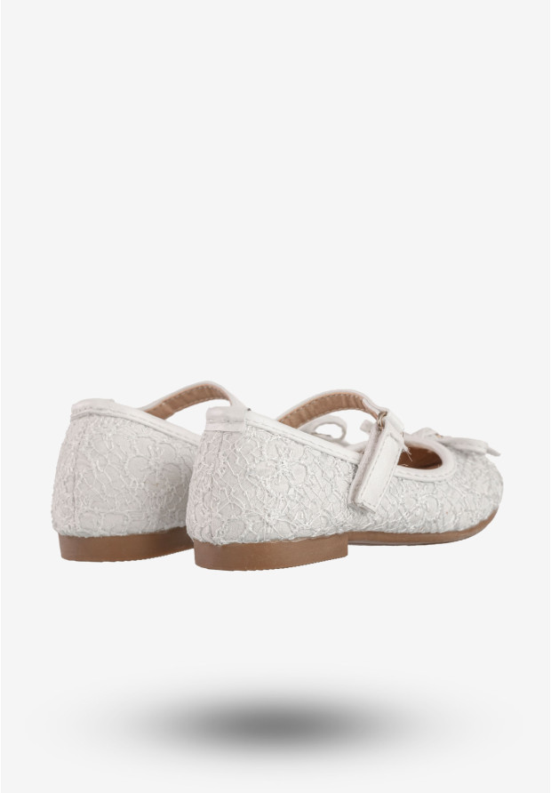 Baleriny Dziecięce Buty Ekoskóra Na Rzepy Eleganckie Białe Jili F-71-2